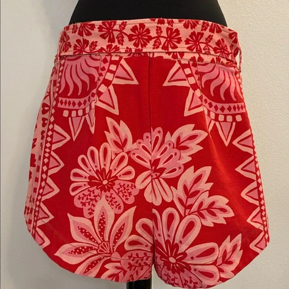 FARM RIO Floral Red Women's Shorts size 33 with detachable belt! Side Pockets - Picture 4 of 7